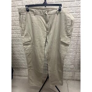 George Mens Cargo Pants 46x32 Stone Wash Khaki Tan Utility Workwear New NWT